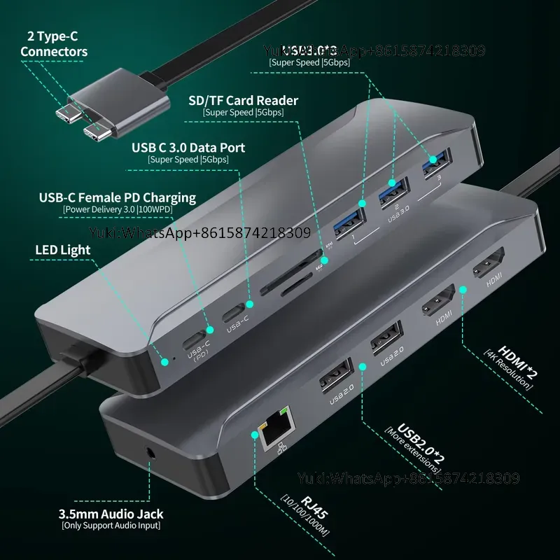 Usb Hub Type C - Hot verkopende Dual Display Screen Type