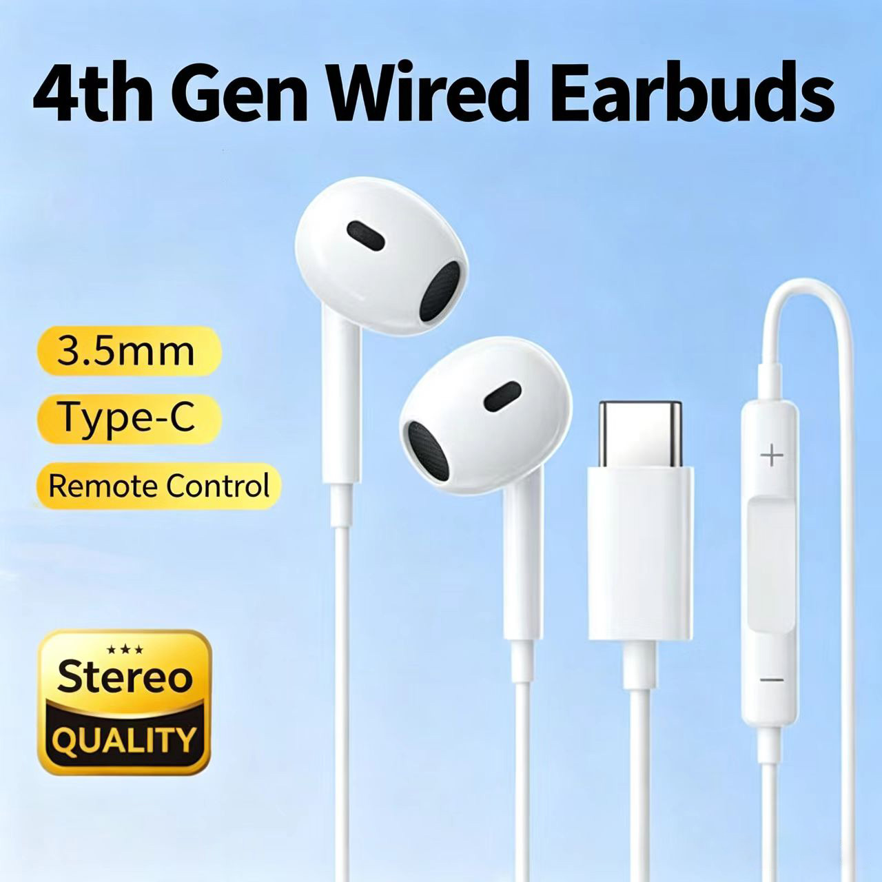 Wired Earphone Lightning - Bedrade half-in-ear hoofdtelefoon type-C & 3,5