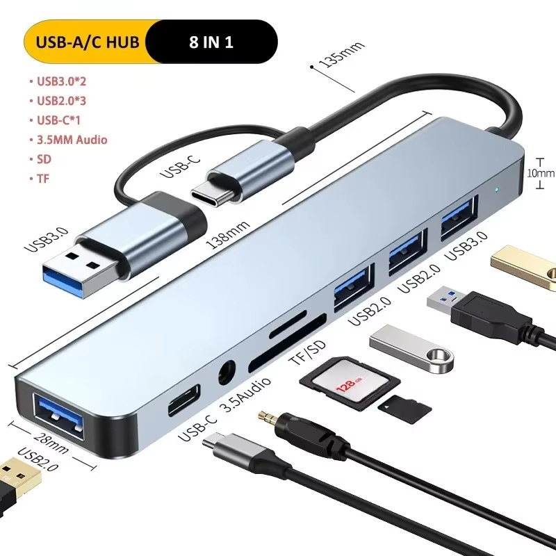 Usb Hub Type C - Type-C Hub USB Splitter 8-in-1 USB
