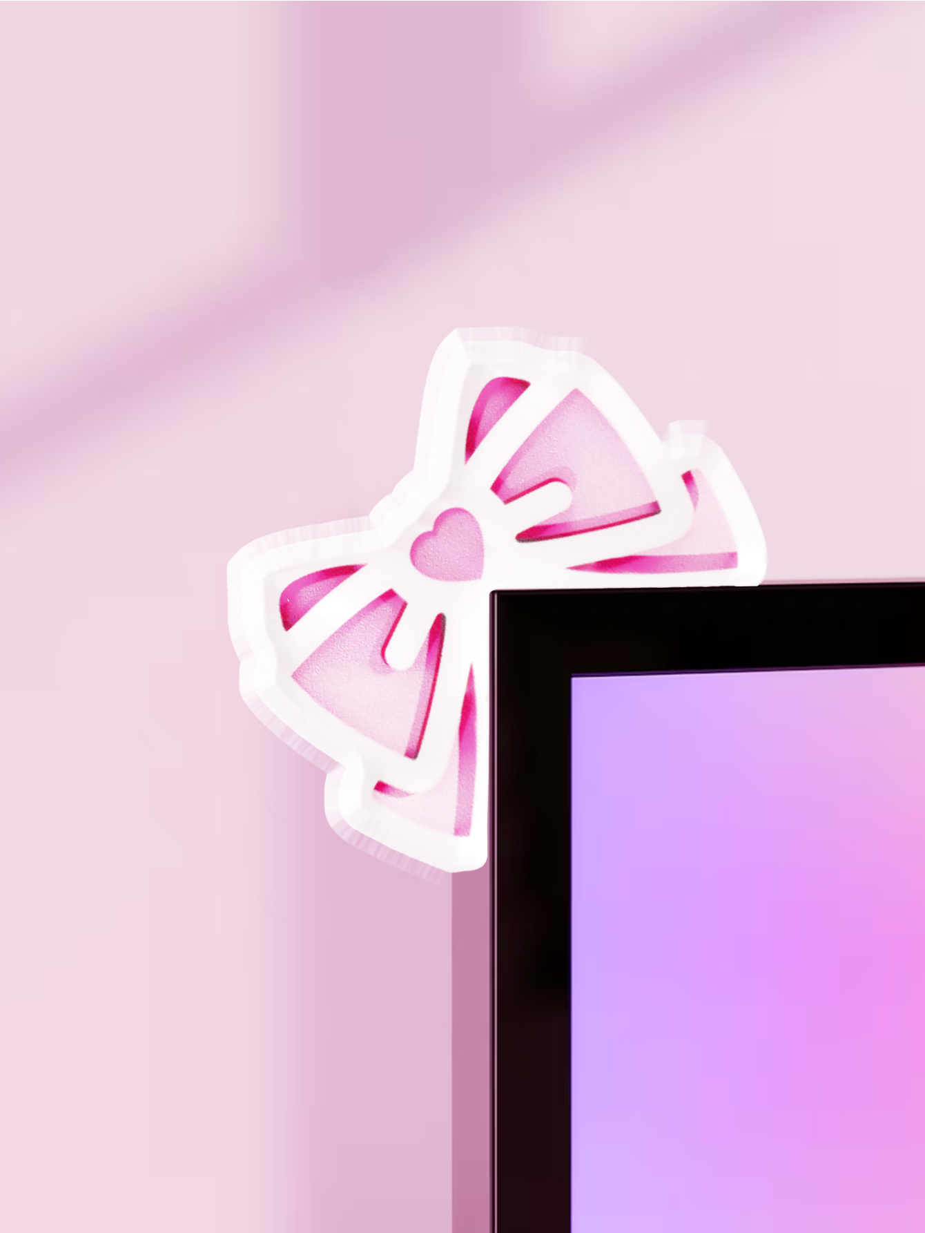 Tablet Lap Desk - Schattige strikmonitordecoratie, roze acryl strik, PC-accessoires,